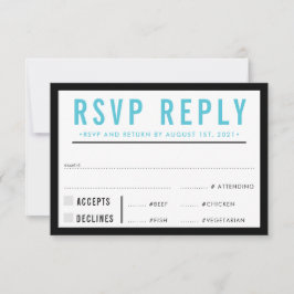 UAWG REPLY REPONSE Modernes, fett schwarzes Aqua RSVP Karte