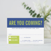 UAWG REPLY REPONSE Spaß kühn Block königsblau Limo RSVP Karte (Stehend Vorderseite)