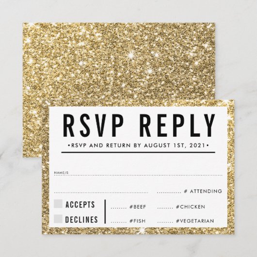 UAWG REPLY REPONY Glitzer RSVP Karte (Vorne/Hinten)