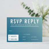 UAWG REPLY REPONY Moderne blaue Pfefferminzneigung RSVP Karte (Stehend Vorderseite)