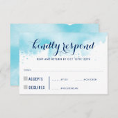 UAWG REPLY RESPONSE Blau Aquarell Erwachsenenmahlz RSVP Karte (Vorne/Hinten)
