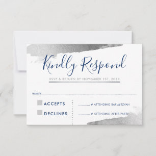 UAWG REPLY RESPONSE CARD Goldsilberblau RSVP Karte