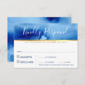 UAWG REPLY RESPONSE CARD Stilvoll blaues Aquarell RSVP Karte (Vorne/Hinten)