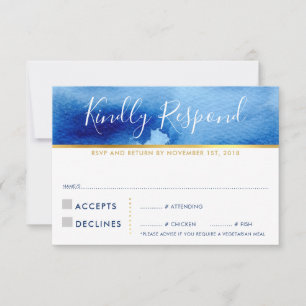 UAWG REPLY RESPONSE CARD Stilvoll blaues Aquarell RSVP Karte