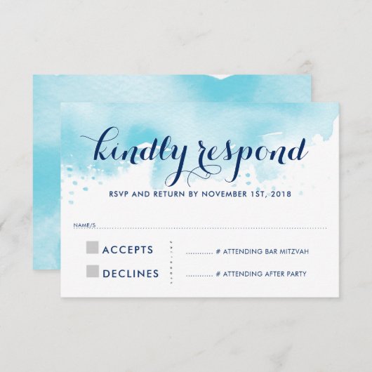 UAWG REPLY RESPONSE Moderne Aqua Blue Aqua RSVP Karte (Vorne/Hinten)