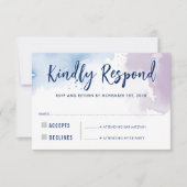 UAWG REPLY RESPONSE Moderne blaue lila Aquarellfar RSVP Karte (Vorderseite)