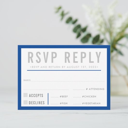 UAWG REPLY RESPONSE Moderner, kalter Junge blau RSVP Karte (Stehend Vorderseite)