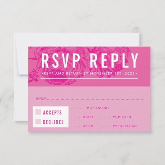 UAWG REPLY RESPONSE Modernes, elegantes Blumenrosa RSVP Karte (Vorderseite)