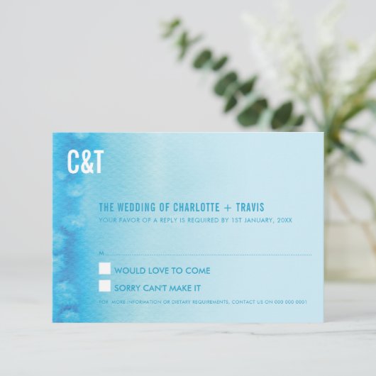 UAWG REPLY RESPONSE Modernes Omelblau RSVP Karte (Stehend Vorderseite)