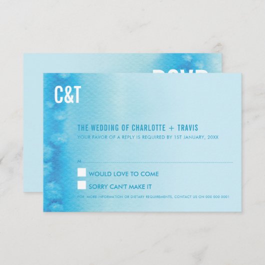 UAWG REPLY RESPONSE Modernes Omelblau RSVP Karte (Vorne/Hinten)