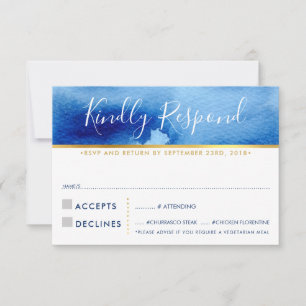 UAWG REPLY RESPONSE Stilvolle blaue Aquarellfarbe  RSVP Karte