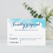 UAWG REPONSE-Antwort Blaue Aquarellfarben-Kinder I RSVP Karte (Stehend Vorderseite)