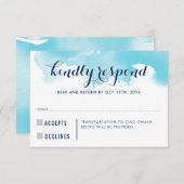 UAWG REPONSE-Antwort Blaue Aquarellfarben-Kinder I RSVP Karte (Vorne/Hinten)