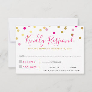 UAWG REPONSE-KARTE Konfetti-Spot Gold pink RSVP Karte