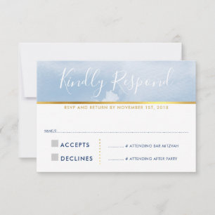UAWG REPONSE-KARTE Smart Blue Water Color RSVP Karte