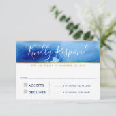 UAWG REPONSE-KARTE Smart Blue Water Color RSVP Karte (Stehend Vorderseite)