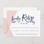 UAWG REPONSE-KARTE Stilvoll blassrosa Überlappung RSVP Karte (Vorne/Hinten)