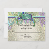 UAWG Response Art Deco Peacock Feathers Script Art RSVP Karte (Vorderseite)