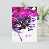 UAWG Response Birthday Party Mask White Pink RSVP Karte (Stehend Vorderseite)