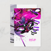 UAWG Response Birthday Party Mask White Pink RSVP Karte (Vorne/Hinten)