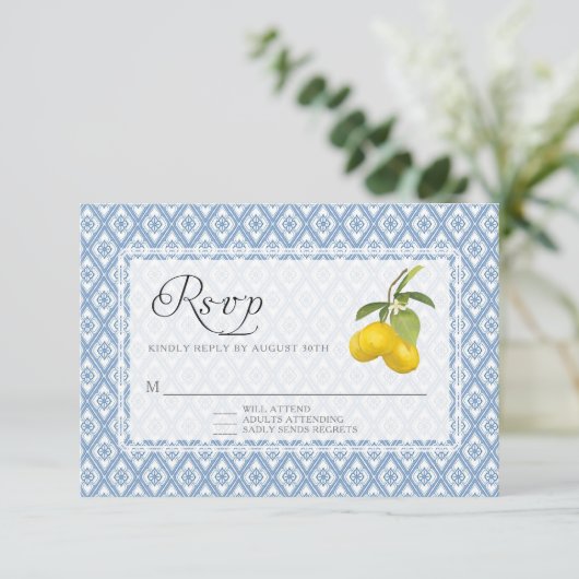 UAWG Response BOHO Rustic Lemon Trellis Blumenstra RSVP Karte (Stehend Vorderseite)