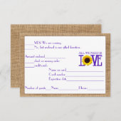 UAWG Response Burlap und Sunflower Lila RSVP Karte (Vorne/Hinten)