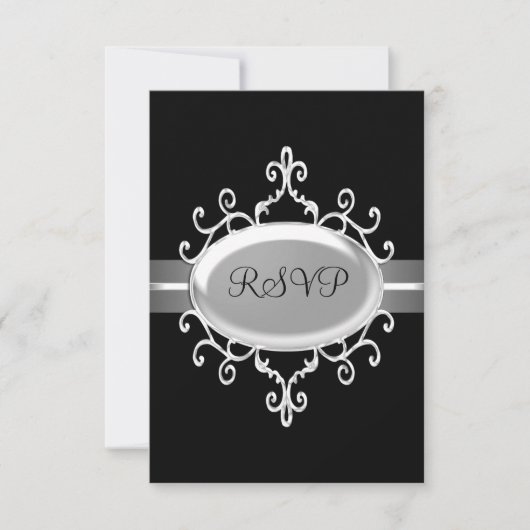 UAWG Response Card Black Silver Jewel RSVP Karte (Vorderseite)
