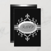 UAWG Response Card Black Silver Jewel RSVP Karte (Vorne/Hinten)