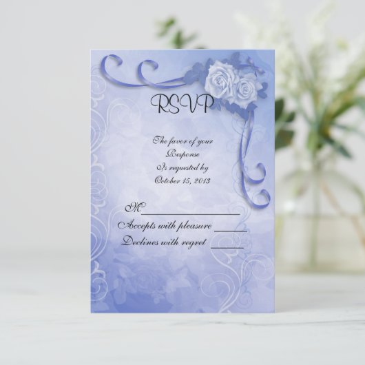 UAWG Response Card Blue Rose RSVP Karte (Stehend Vorderseite)