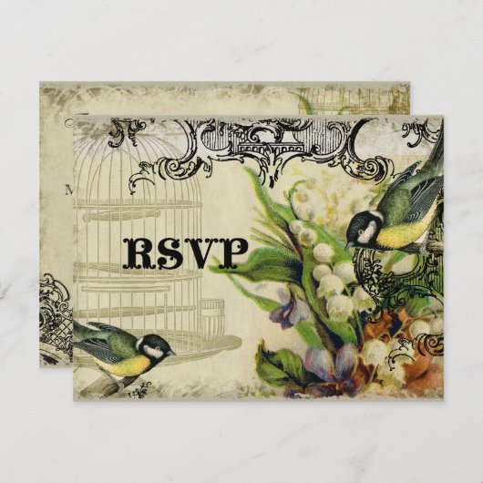 UAWG Response Card - Gelbes Vogelkäfig RSVP Karte (Vorne/Hinten)