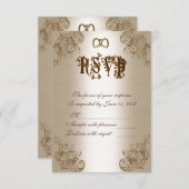 UAWG Response Card Gold Satin-Look RSVP Karte (Vorne/Hinten)