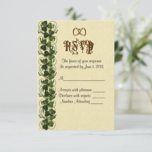 UAWG Response Card Irish Kleeblatts RSVP Karte (Stehend Vorderseite)