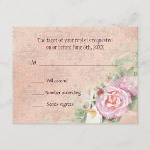UAWG Response Card - Pastel-Rose & Calla Lilies RSVP Karte