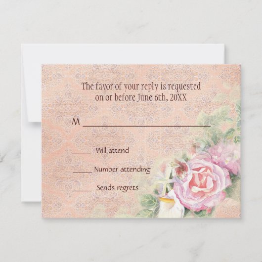 UAWG Response Card - Pastel-Rose & Calla Lilies RSVP Karte (Vorderseite)