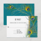 UAWG Response Card Peacock Feathers Art Deco Style RSVP Karte (Vorne/Hinten)