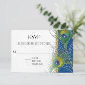 UAWG Response Card Peacock Feathers Indian Wedding RSVP Karte (Stehend Vorderseite)