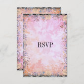 UAWG Response Card Schwarz Rosa Blume RSVP Karte (Vorne/Hinten)