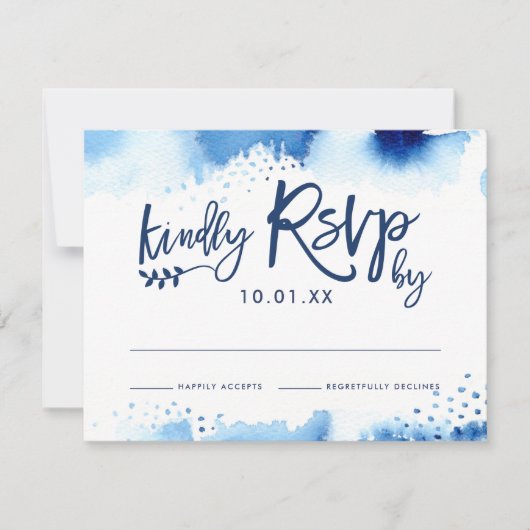 UAWG RESPONSE CARD Stilvoll marineblau Aquarell RSVP Karte (Vorderseite)