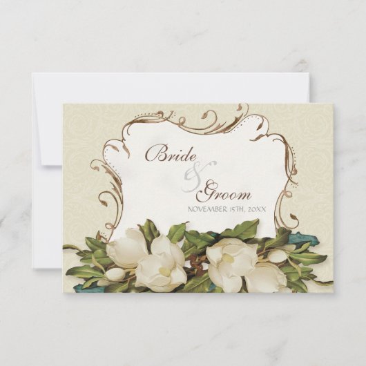 UAWG Response Card Vintag Magnolia Wirbel Damask RSVP Karte (Vorderseite)