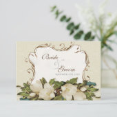 UAWG Response Card Vintag Magnolia Wirbel Damask RSVP Karte (Stehend Vorderseite)