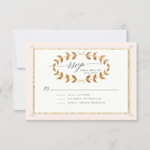 UAWG Response Copper Rose Gold Laurel Leaaath RSVP Karte