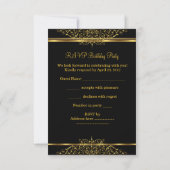 UAWG Response Damask Black Gold auf Gold RSVP Karte (Rückseite)