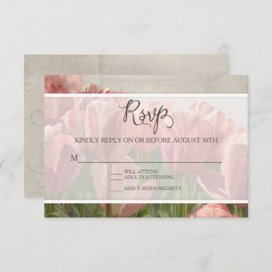 UAWG Response Floral Romantisches Hübsches Holz Ru RSVP Karte (Vorne/Hinten)