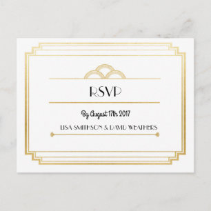 UAWG Response Hochzeit Postkarte Art Deco Gold