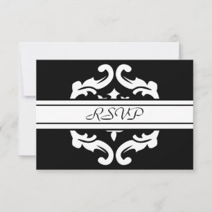 UAWG Response in stylishen Schwarz-Weiß-Damast RSVP Karte