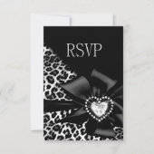 UAWG Response jedes Party Leopard Black Silver RSVP Karte (Vorderseite)