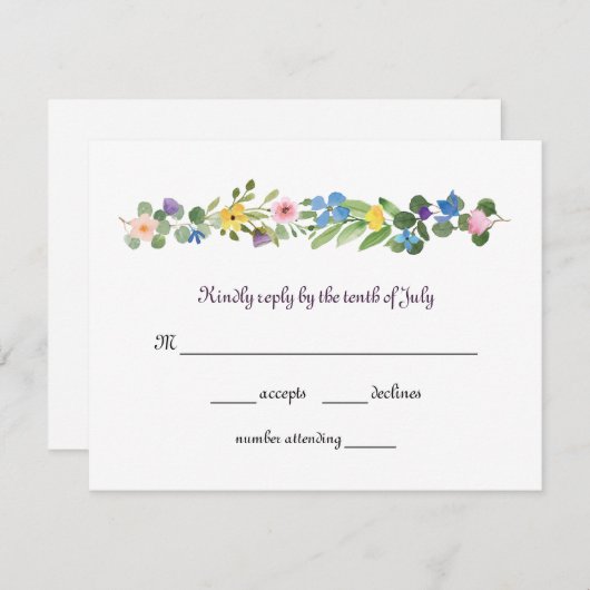 UAwg Response-Karte für Aquarellfarben-Wildblumen RSVP Karte (Vorne/Hinten)