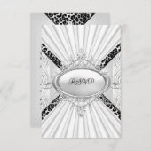 UAWG Response Leopard White Diamond Black RSVP Karte (Vorne/Hinten)