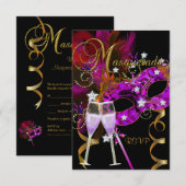 UAWG Response Masken Schwarzes Gold Pink 2 RSVP Karte (Vorne/Hinten)