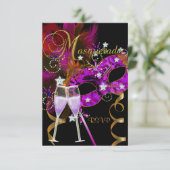 UAWG Response Masken Schwarzes Gold Pink 2 RSVP Karte (Stehend Vorderseite)